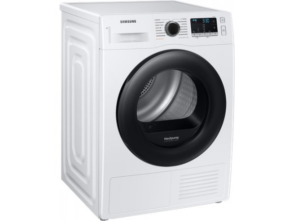 Samsung DV90TA040AE боковой профиль &mdash; компактный белый корпус 60&times;60&times;85 см