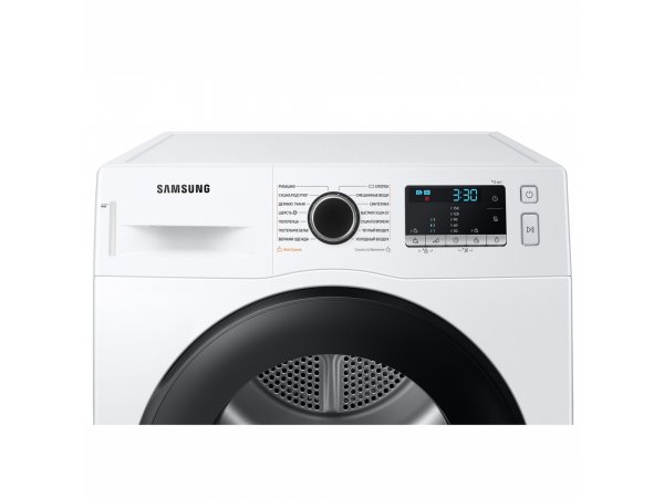 Samsung DV90TA040AE панель управления &mdash; LED-дисплей с таймером и ручка выбора программы