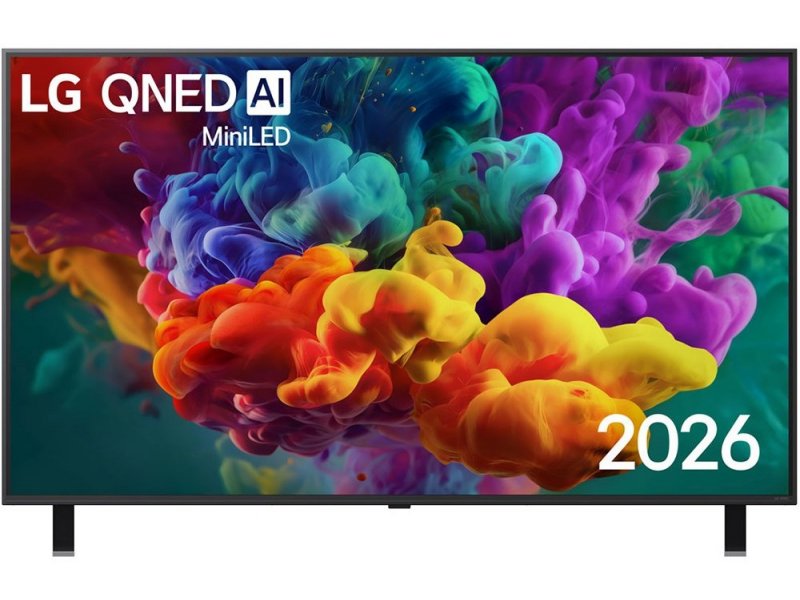 LG 100QNED85B6 100 дюймов QD Mini LED телевизор фронтальный вид включён