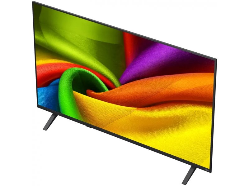 LG 50NU900B6LA — тонкий профиль корпуса 6.79 см и V-образная подставка, вид сбоку
