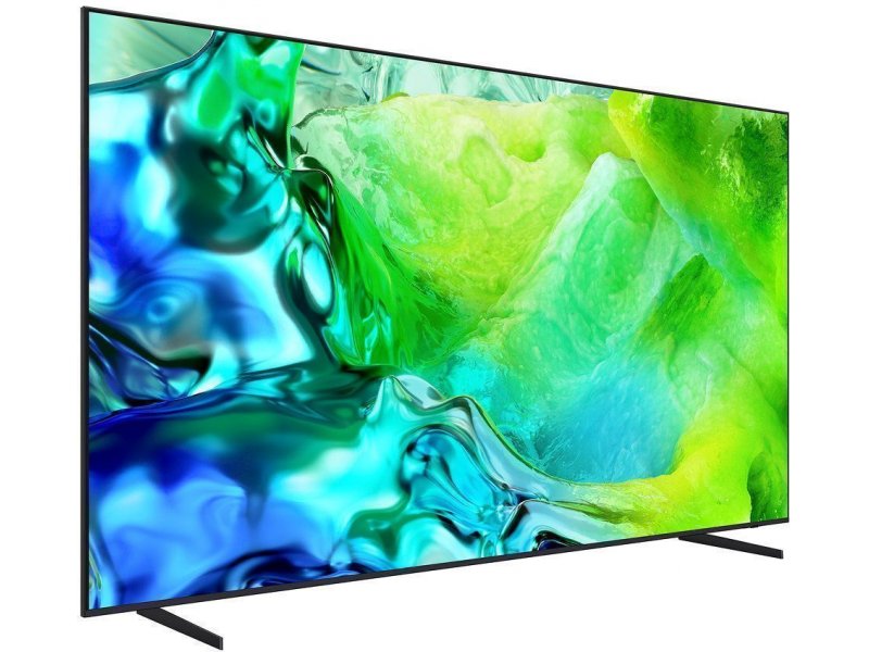 Samsung QE75QN80H — боковой вид слева, глубина корпуса и конструкция ножек подставки
