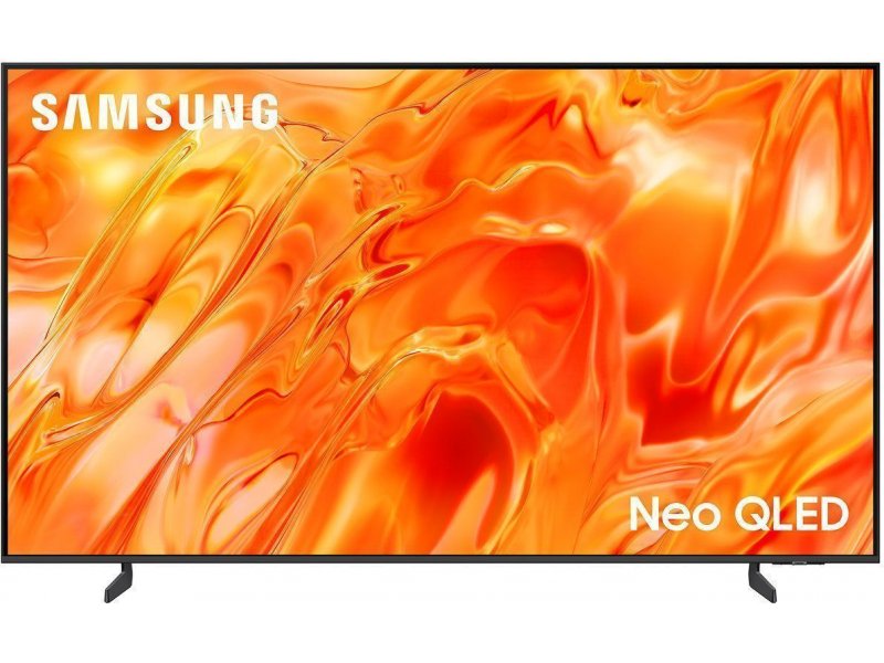 Samsung QE85QN70H 85 дюймов &mdash; Neo QLED телевизор на подставке с оранжевым HDR-контентом на экране