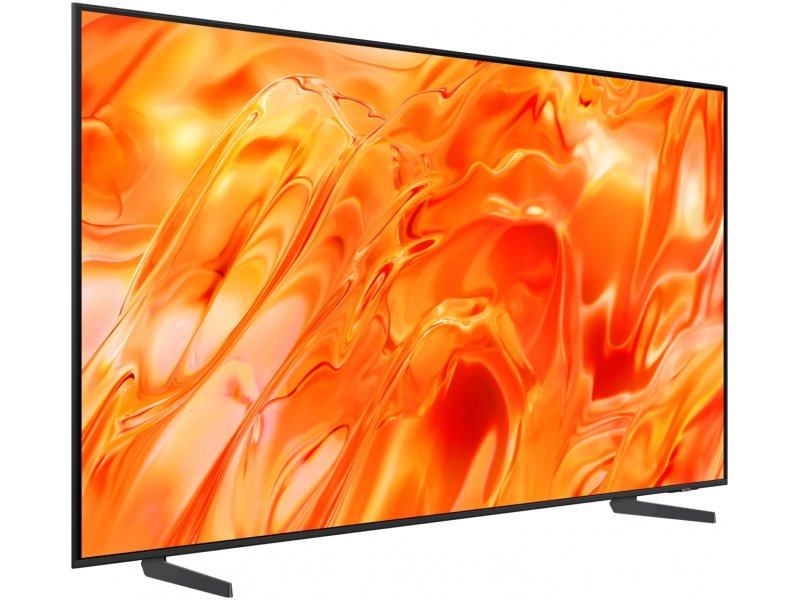 Samsung QE85QN70H боковой профиль справа &mdash; тонкий корпус Neo QLED на подставке с HDR-контентом