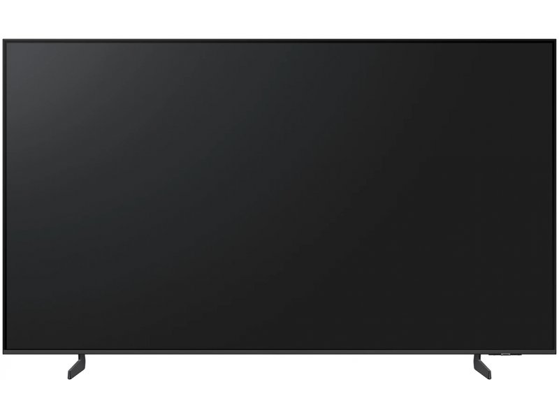 Samsung QE85QN70H 85 дюймов &mdash; вид спереди с чёрным экраном на подставке, пропорции корпуса