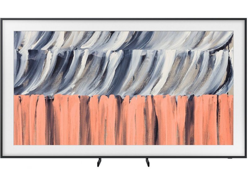 Samsung The Frame QE43LS03H 43 дюйма на подставке — конструкция ножек и художественный контент на экране