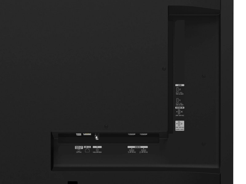 Sony K-55A60 крупный план задней панели — HDMI 2.1, аудиовыход, порты