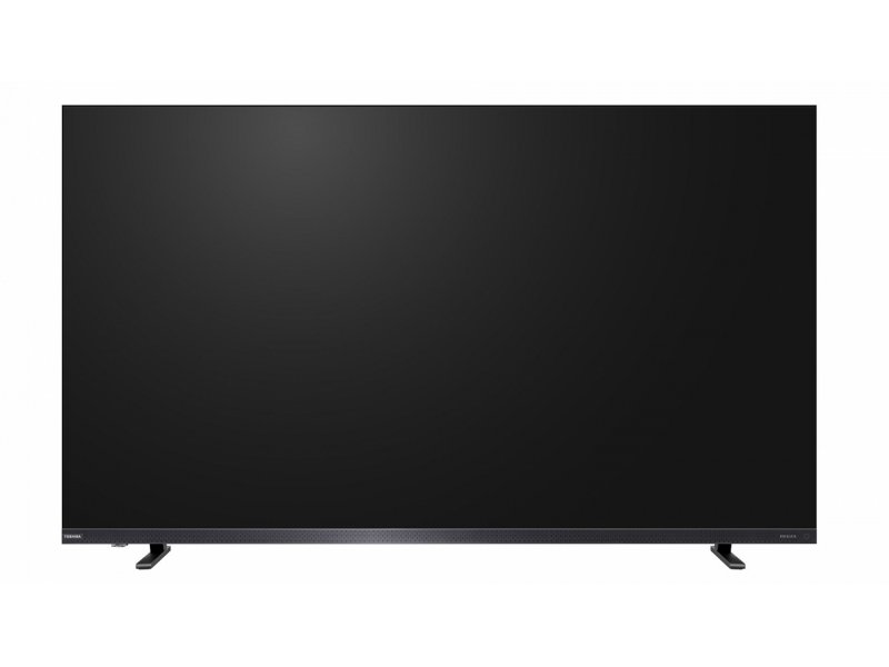Toshiba 75Z770RE на подставке с выключенным экраном — минималистичный дизайн, чёрный корпус