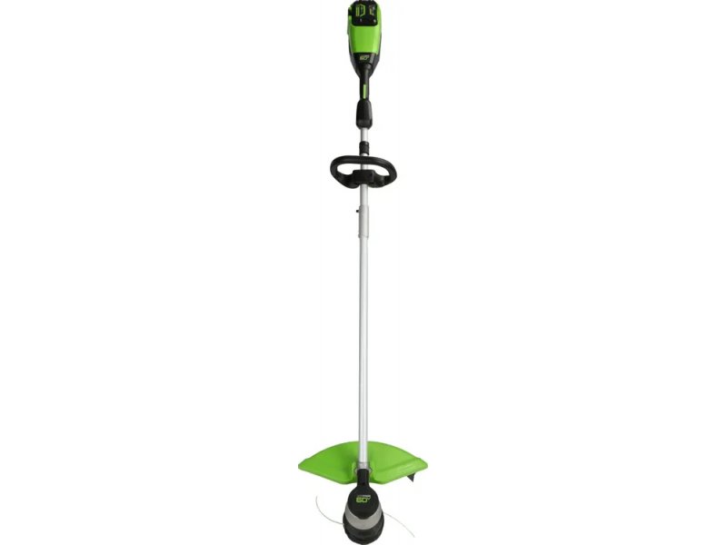 Greenworks GD60LT вид спереди в вертикальном положении без аккумулятора — форма и комплектация