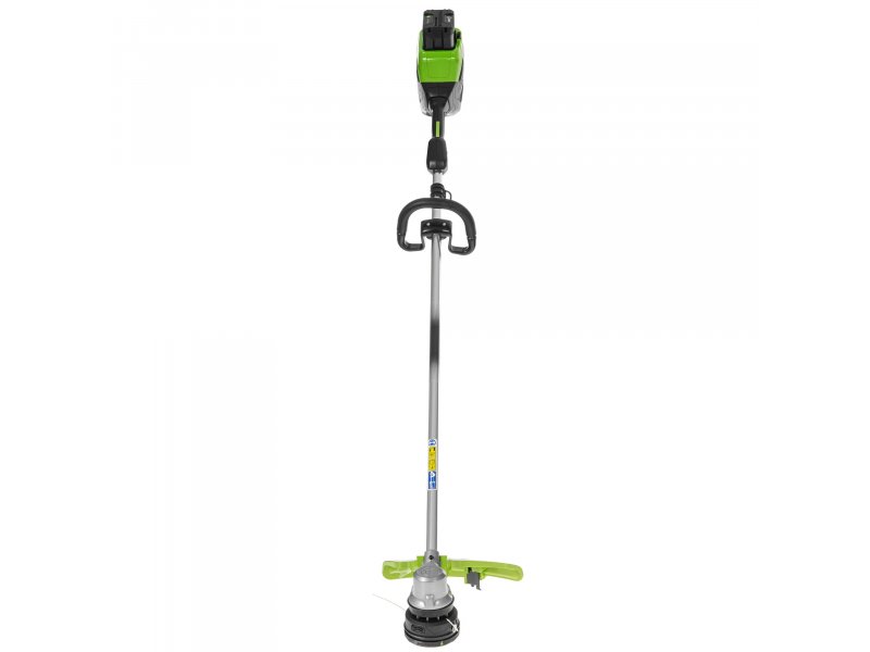 Greenworks GD82LTK5 аккумуляторный триммер 82В, общий вид комплекта