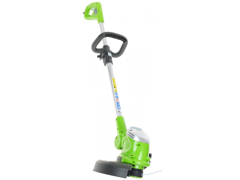 Greenworks GST5033M 500 Вт — общий вид электрического триммера с прямой штангой и защитным кожухом