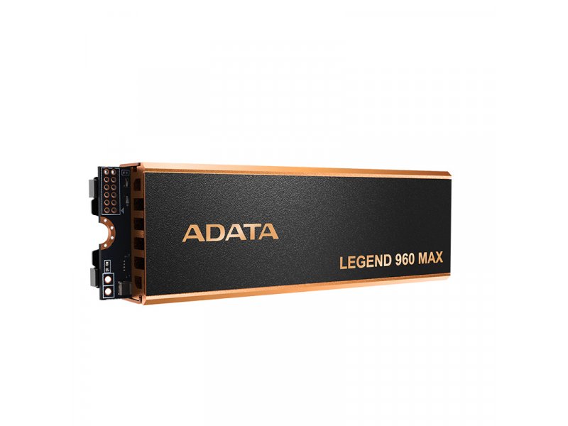 ADATA Legend 960 Max 1TB — боковой профиль с радиатором и золотистыми контактами M.2