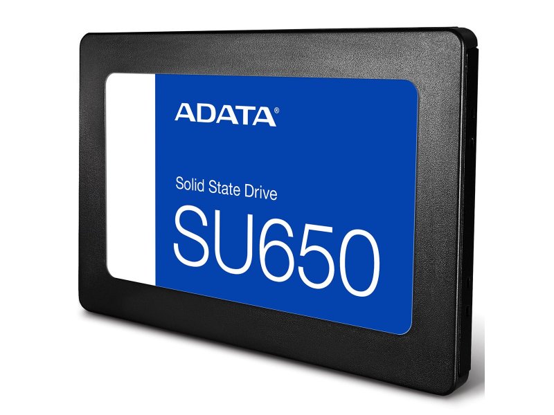 ADATA SU650 2TB боковой ракурс — разъёмы SATA питания и данных на торце накопителя