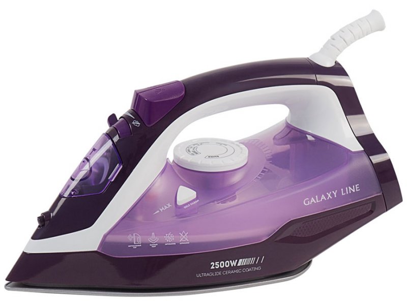 Galaxy Line GL6124 фиолетовый — общий вид, керамическая подошва и кнопки управления