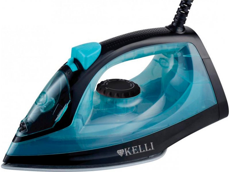 Kelli KL-1642 паровой утюг синий с керамической подошвой, вид сбоку