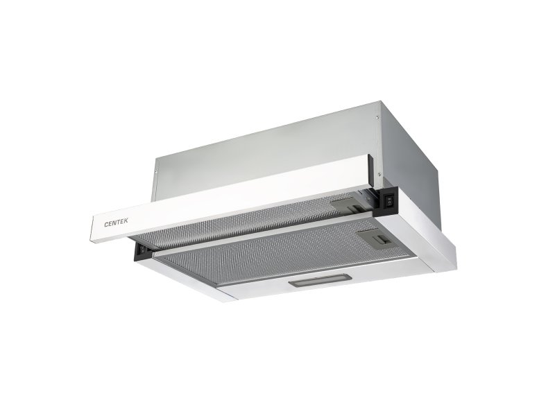 Centek CT-1840-50 встраиваемая вытяжка белый корпус выдвижная панель металлическая сетка