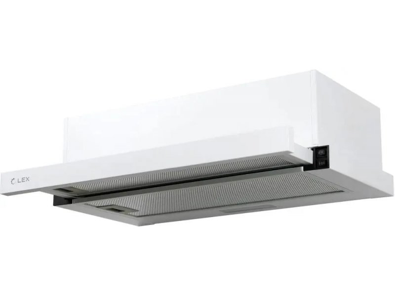 LEX Hubble 600 WH встраиваемая вытяжка белый корпус выдвижные фильтры вид сбоку