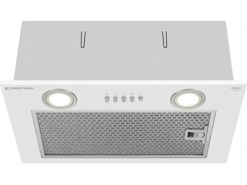 Meferi Power Inbox45WH белая панель управления — логотип, две круглые LED-лампы и пять кнопок
