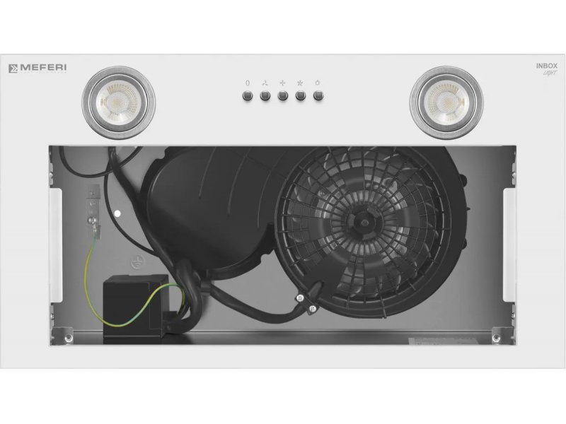 Meferi Light InBox52WH внутреннее устройство вид снизу мотор вентилятор электрические компоненты