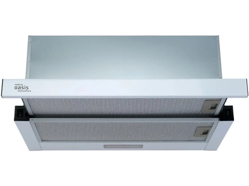 Oasis VT-60W встраиваемая вытяжка 60 см белый корпус выдвижная панель с двойной сеткой фильтра