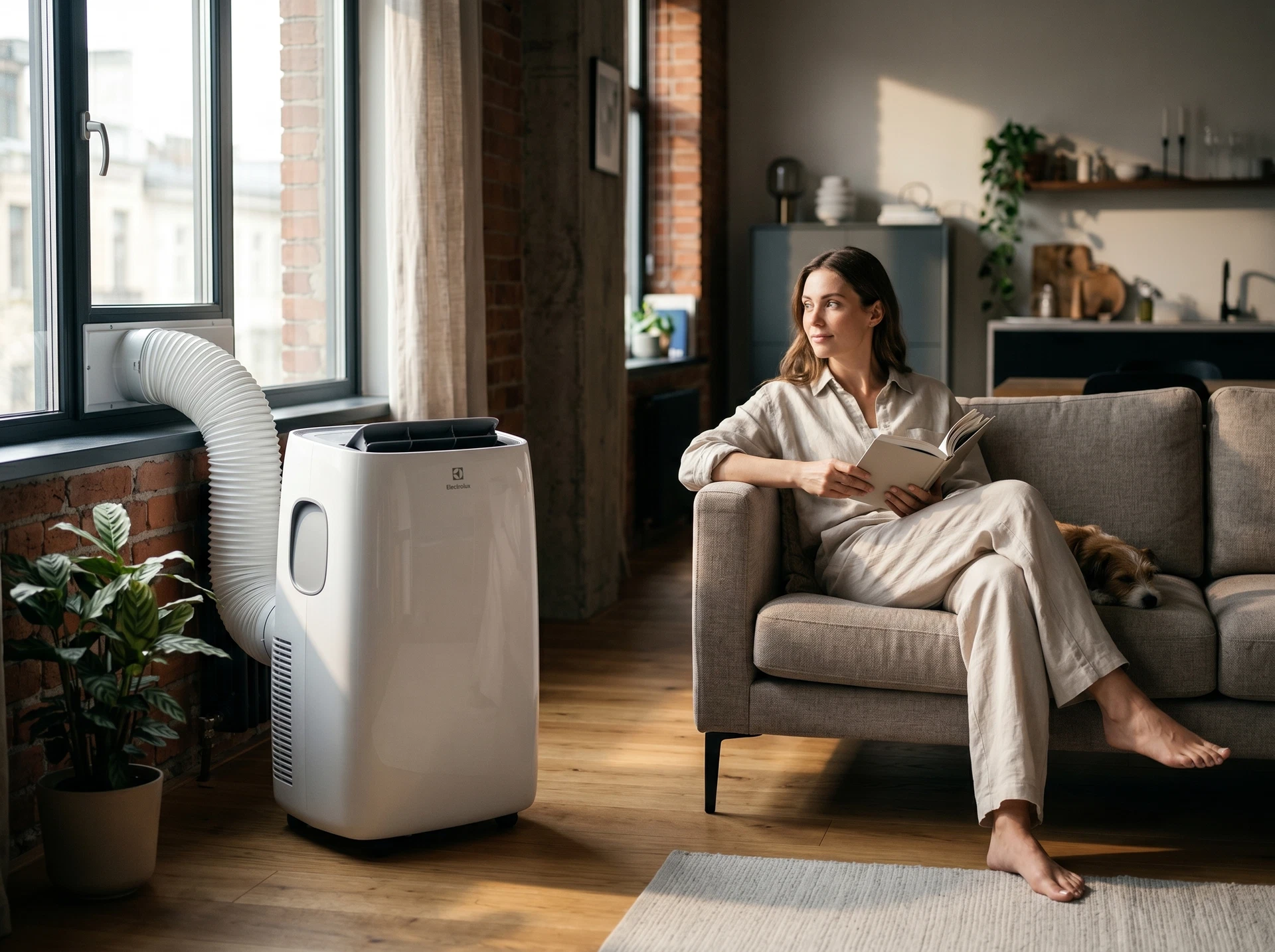 Electrolux Loft EACM-13 CL/N3 мобильный кондиционер белый в интерьере гостиной