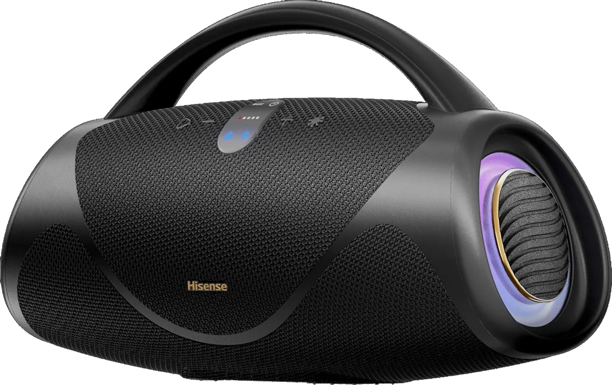 Hisense VoyageBoom портативная колонка с подсветкой динамика фиолетово-оранжевого цвета
