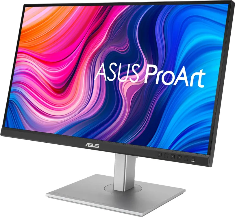 ASUS PA278CV угловой вид &mdash; металлическая подставка и тонкие рамки корпуса монитора