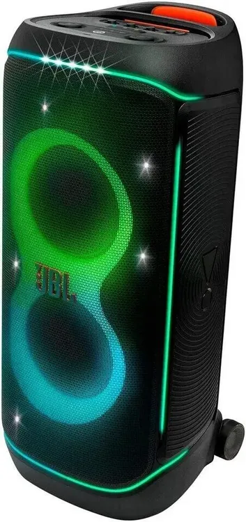JBL PartyBox 720 боковой профиль колёсики для транспортировки текстурированный корпус RGB-подсветка