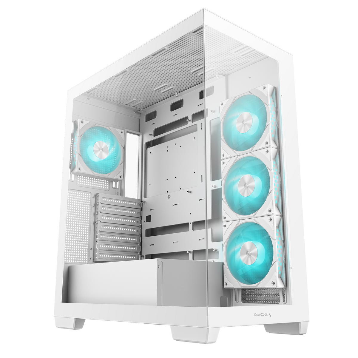 DeepCool CG580 4F прозрачная боковая панель ARGB голубая подсветка внутренние отсеки
