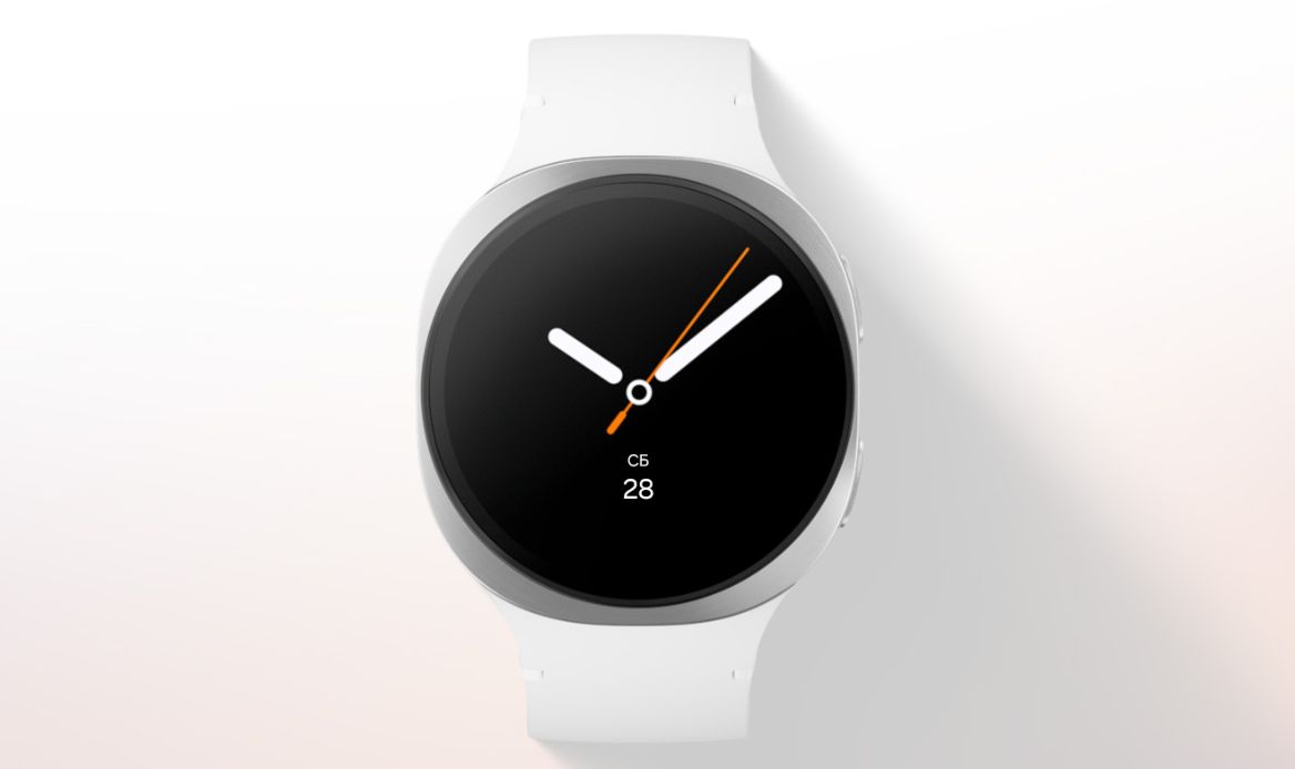 Samsung Galaxy Watch8 44 мм графитовый — вид спереди, круглый AMOLED-экран