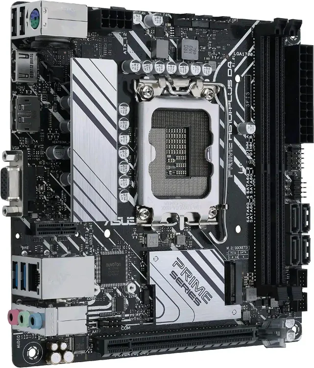 ASUS Prime H610I-PLUS D4-CSM задняя панель — USB, DisplayPort, HDMI, VGA, сетевой порт RJ-45