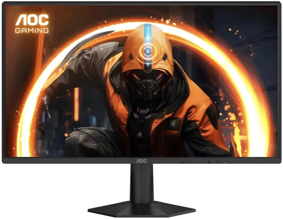 AOC AGON 25G50Z вид спереди на подставке с игровым контентом