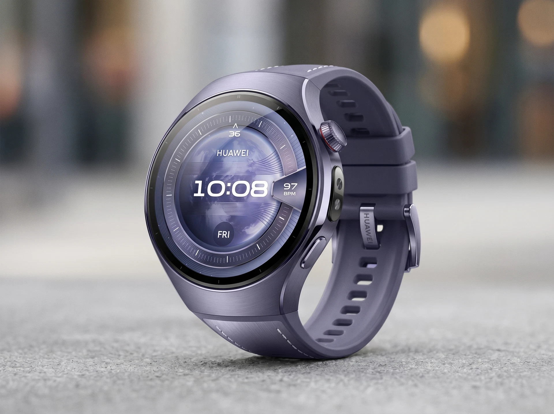 Huawei Watch 5 Rates-L39L 46mm фиолетовый в интерьере — титановый корпус, кожаный ремешок