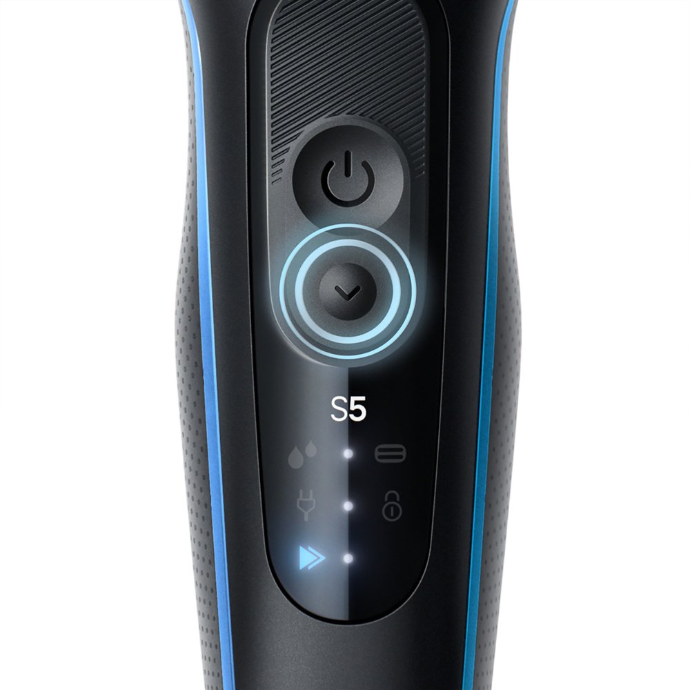 Braun 52-B1000s крупный план дисплея — индикаторы заряда, режимов и USB-порт