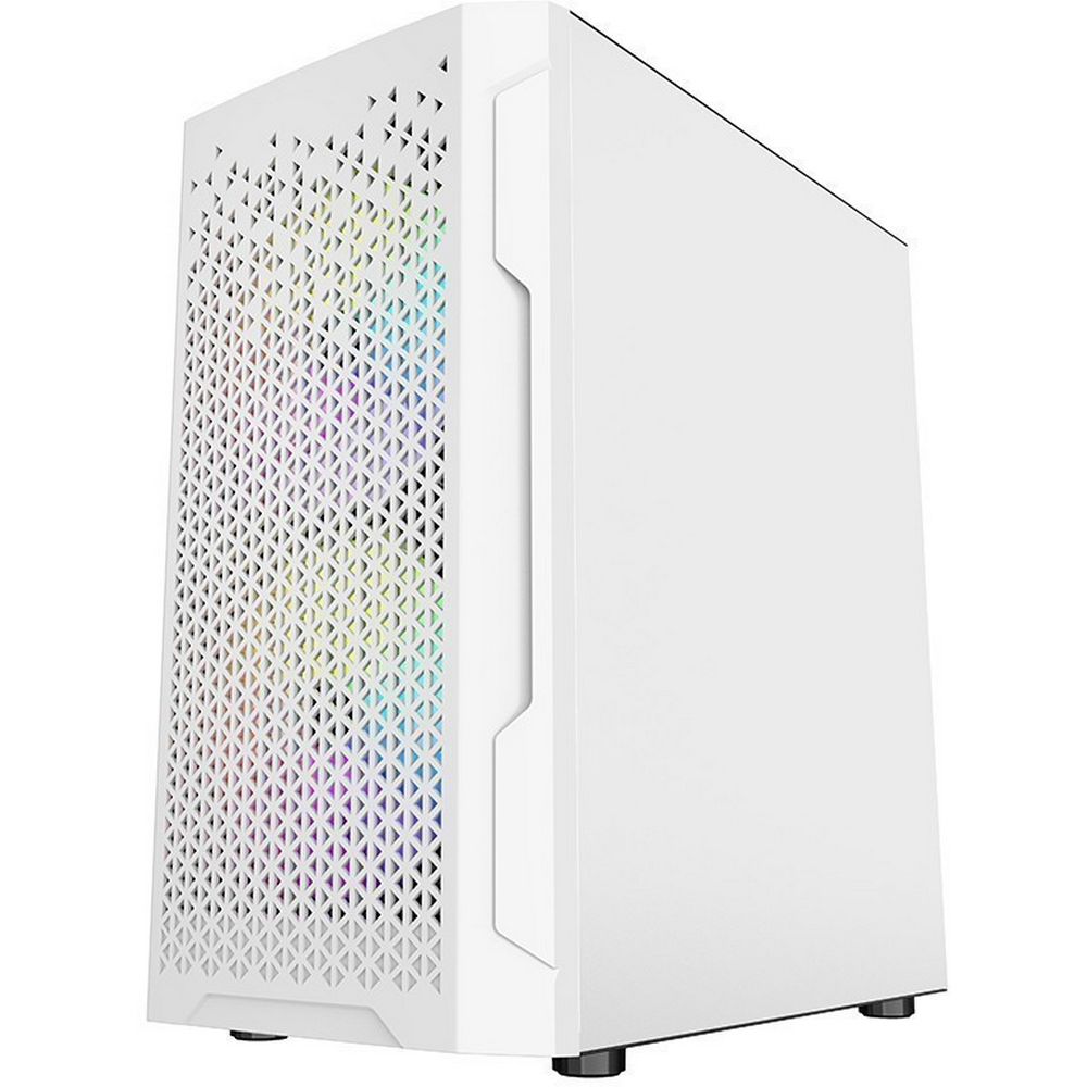 Powercase Mistral Micro Z3W Mesh LED — боковой профиль белого корпуса, сетчатая фронтальная панель