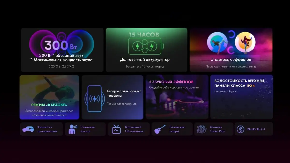 Hisense Party Rocker One вид сбоку &mdash; габариты и корпус из чёрного пластика