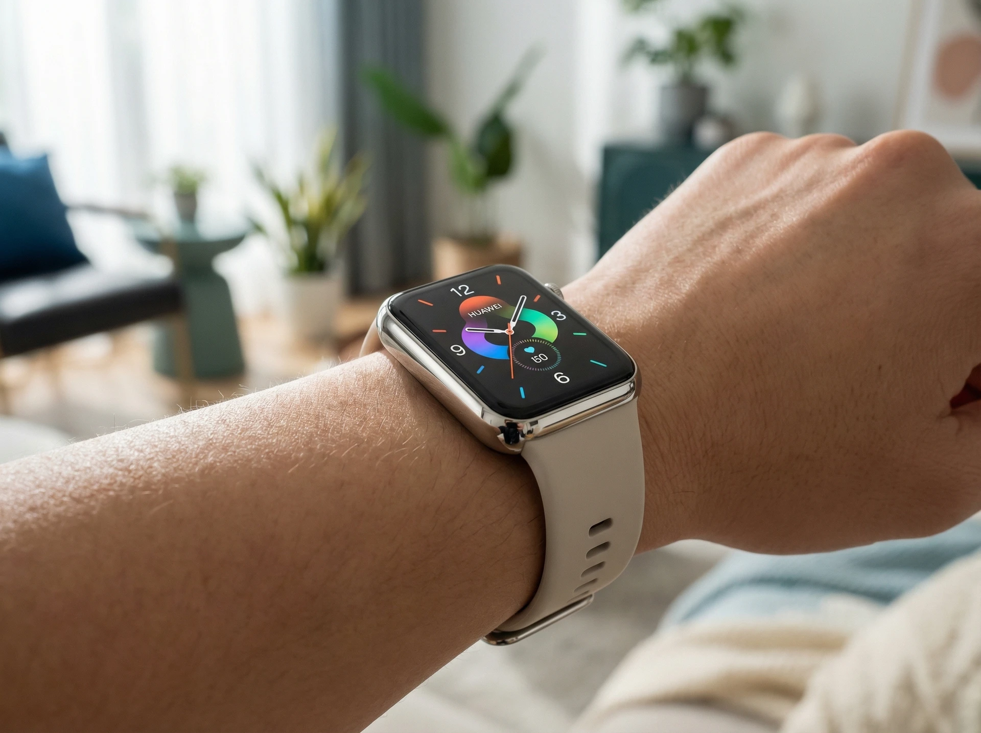 Смарт-часы Huawei Watch Fit 4 Seiya-B09F серебристый [55020fam] - фото в интерьере