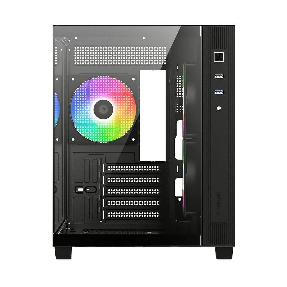 ID-Cooling VIEW 500 ARGB внутренняя компоновка с RGB-вентилятором, материнской платой и кабелями питания