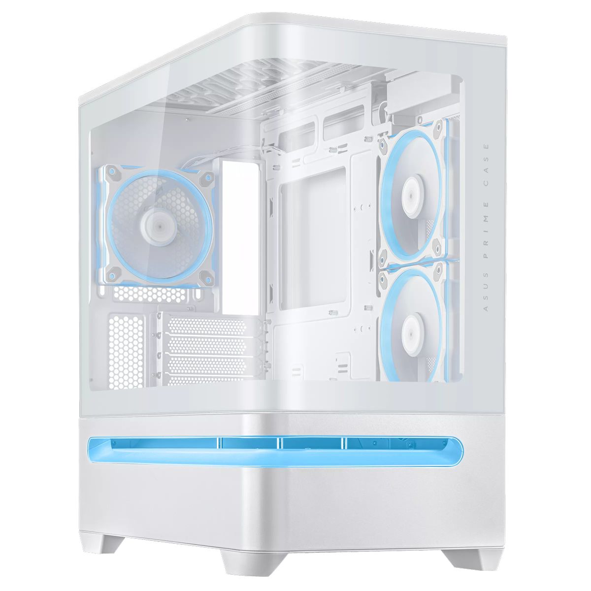 ASUS Prime 90DC00P3-B19000 белый корпус Mini-Tower вид спереди с ARGB-вентиляторами