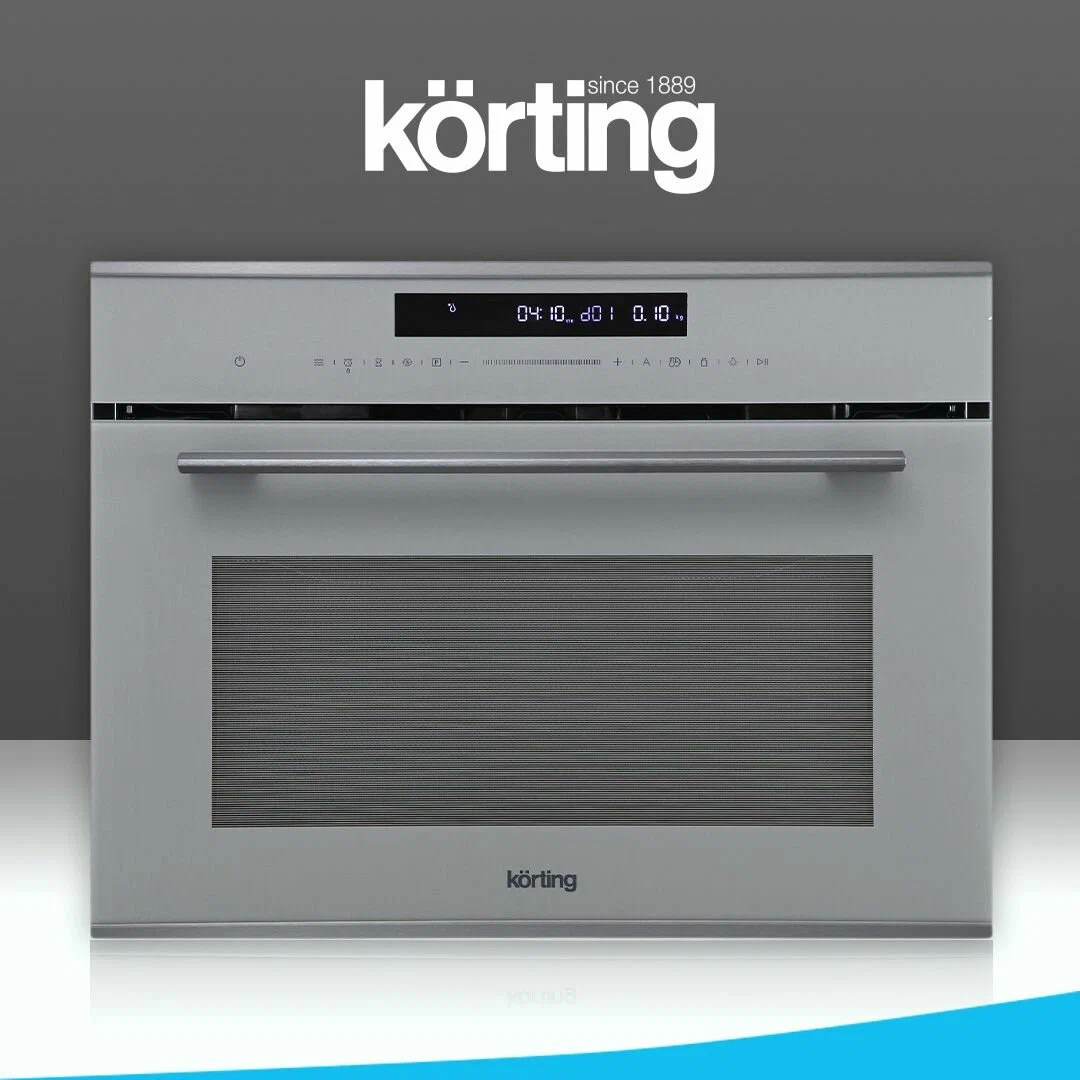 Духовой шкаф Korting OKB 3250 GBXGr MW ширина 60 см, объем 50 литров, гриль, конвекция, СВЧ, 10 режимов, серый