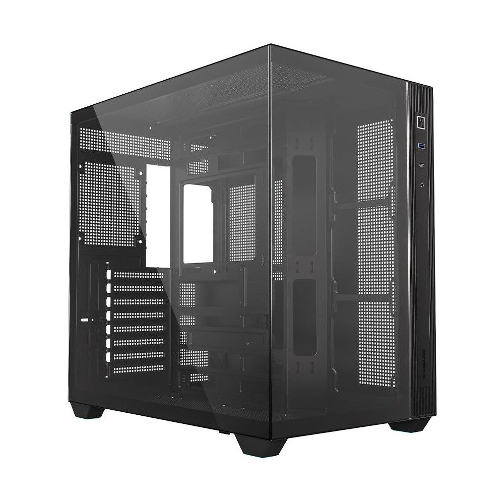 ID-Cooling VIEW 510 чёрный — трёхмерный вид с открытой боковой стеклянной панелью