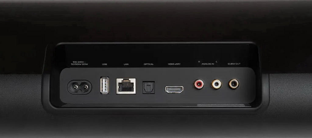 Bluesound PULSE CINEMA MINI Tan — панель подключений HDMI Ethernet USB