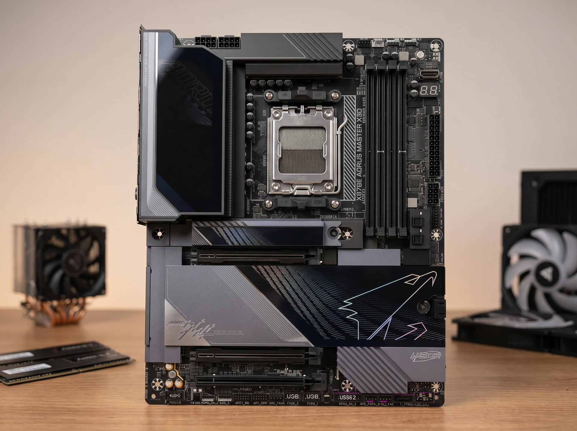 Материнская плата Gigabyte X870e Aorus Master X3d, Socket AM5, AMD X870E, ATX, RTL - фото в интерьере