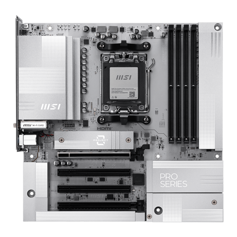 MSI PRO B850M-A WIFI PZ слоты PCIe DDR5 M.2 подробный вид платы