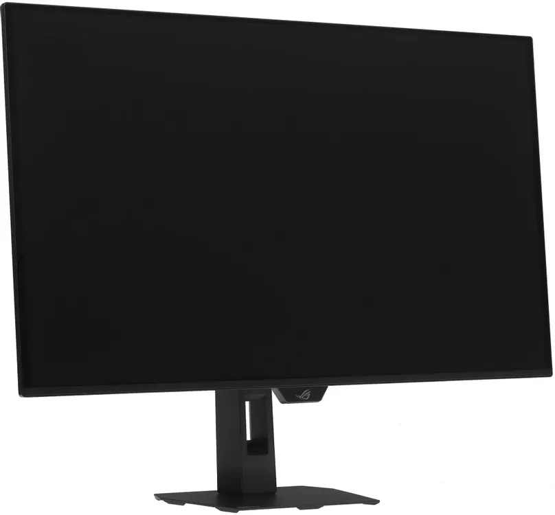 ASUS XG32UCDS вид сбоку &mdash; тонкий OLED корпус на регулируемой эргономичной подставке