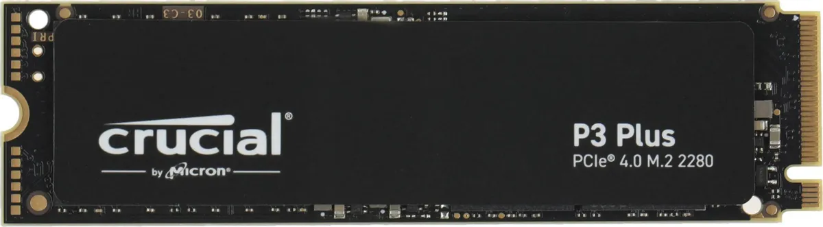 Crucial P3 Plus CT4000P3PSSD8 вид спереди M.2 2280 с логотипом и характеристиками