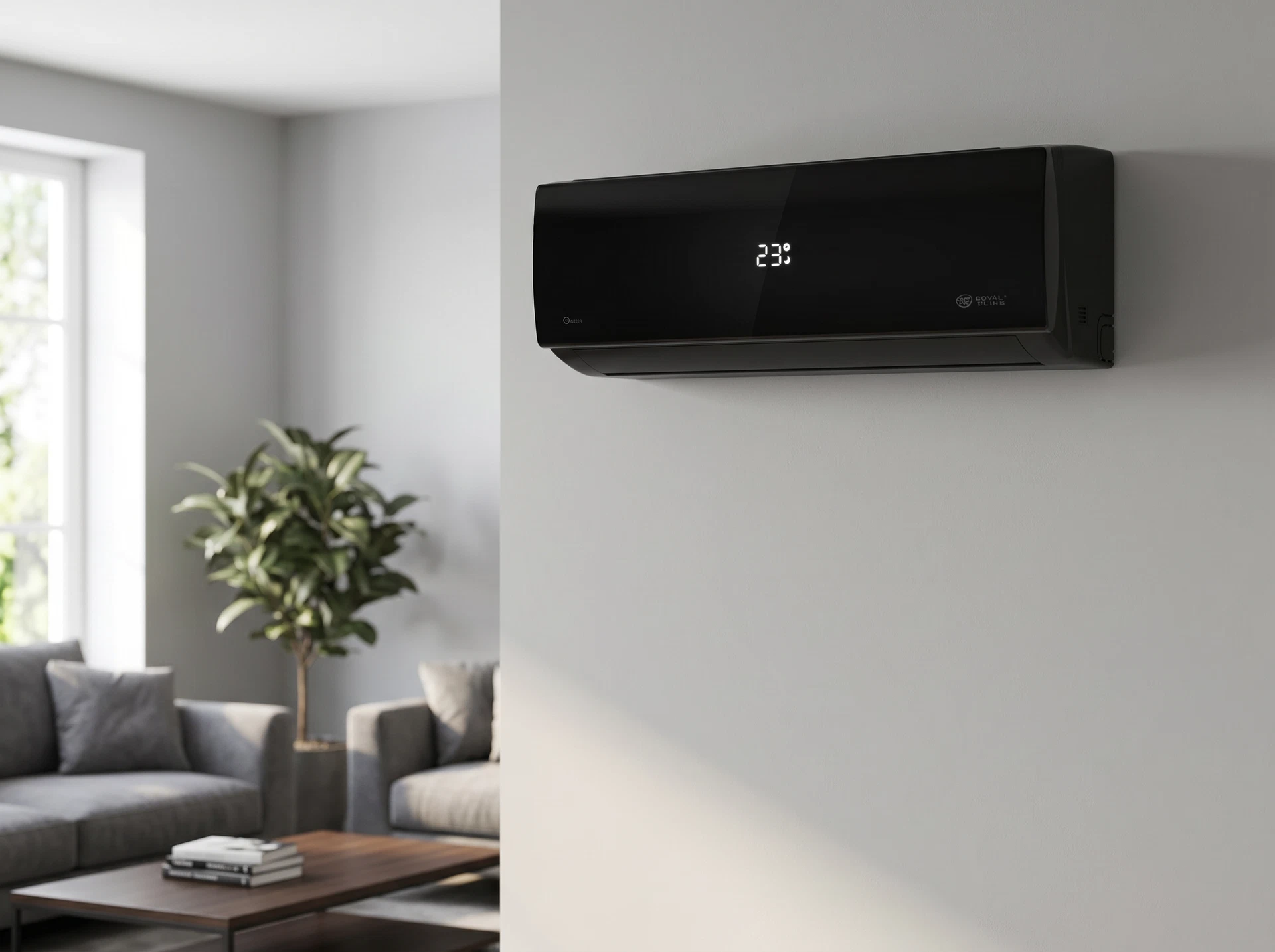 Royal Clima RC-AN22HN Attica Nero в интерьере — настенный блок в жилой комнате