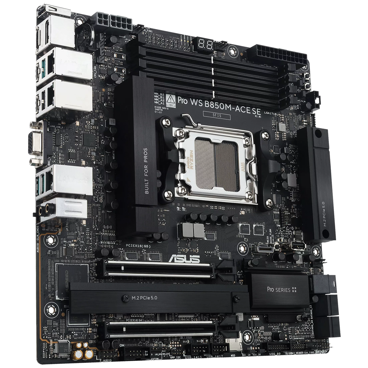 ASUS Pro WS B850M-ACE SE задняя панель IO — порты USB, RJ-45, DisplayPort, HDMI, VGA