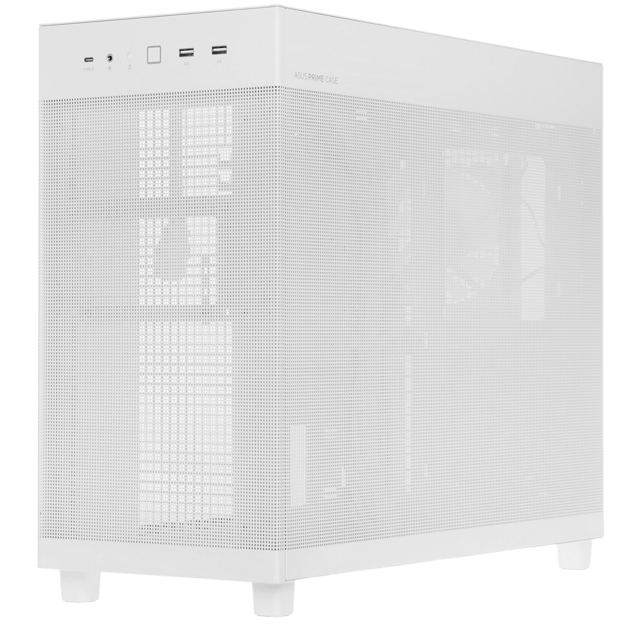 ASUS Prime AP303 TG белый корпус Mid-Tower изометрический вид перфорированная панель USB-C