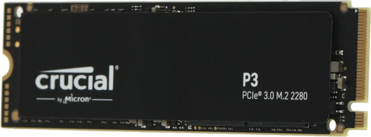 Crucial P3 CT4000P3SSD8 обратная сторона — печатная плата, электронные компоненты и разъём M.2