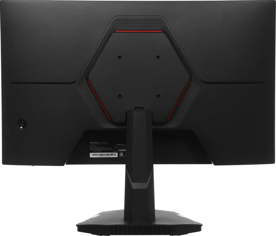 Hisense 24G3Q вид сзади порты HDMI DisplayPort разъёмы подставка игровой дизайн с красными акцентами